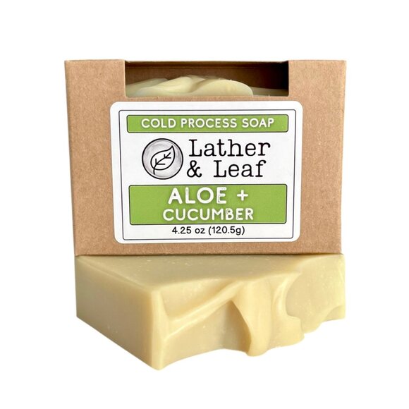 Aloe + Cucumber Cold Process Soap Natural Handcrafted Artisan Soap Bar - Picture 1 of 5